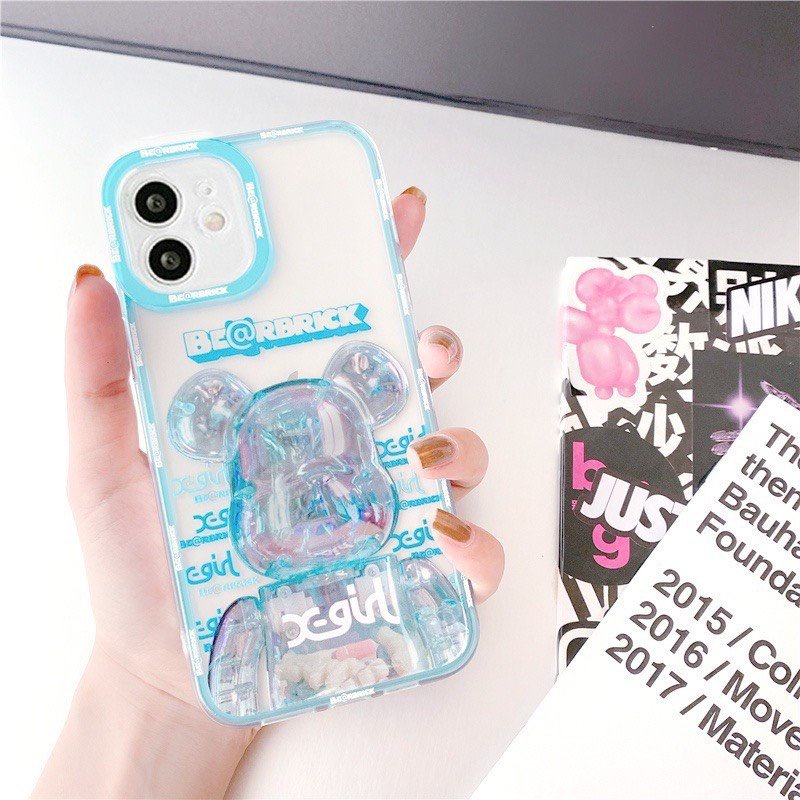 XẢ KHO - Ốp lưng iphone cạnh vuông lỗ camera gấu hoa 6s/6splus/7/7plus/8/8plus/x/xr/xs/11/12/13/pro/max/plus/promax