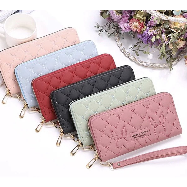 Ví Dài Nữ Cầm Tay Đan Chéo Thỏ V550 Cao Cấp Kiểu Dáng Sang Trọng Phong Cách Hàn Quốc - Hazo