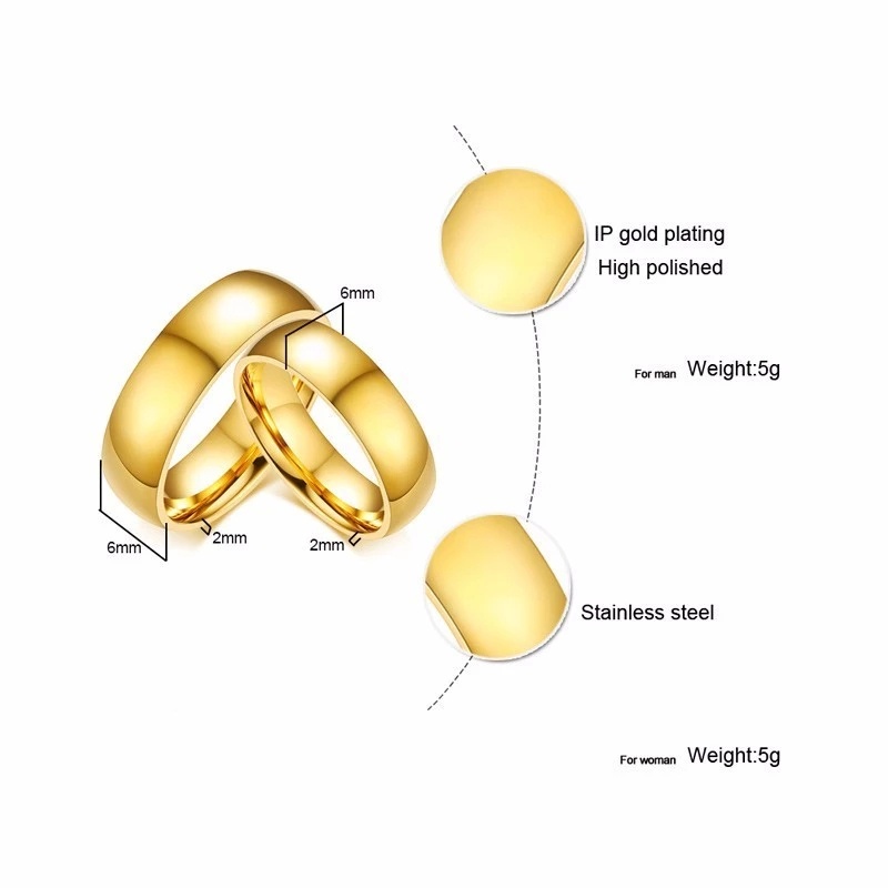 Nhẫn Đính Hôn Bằng Thép Không Gỉ Thiết Kế Đơn Giản