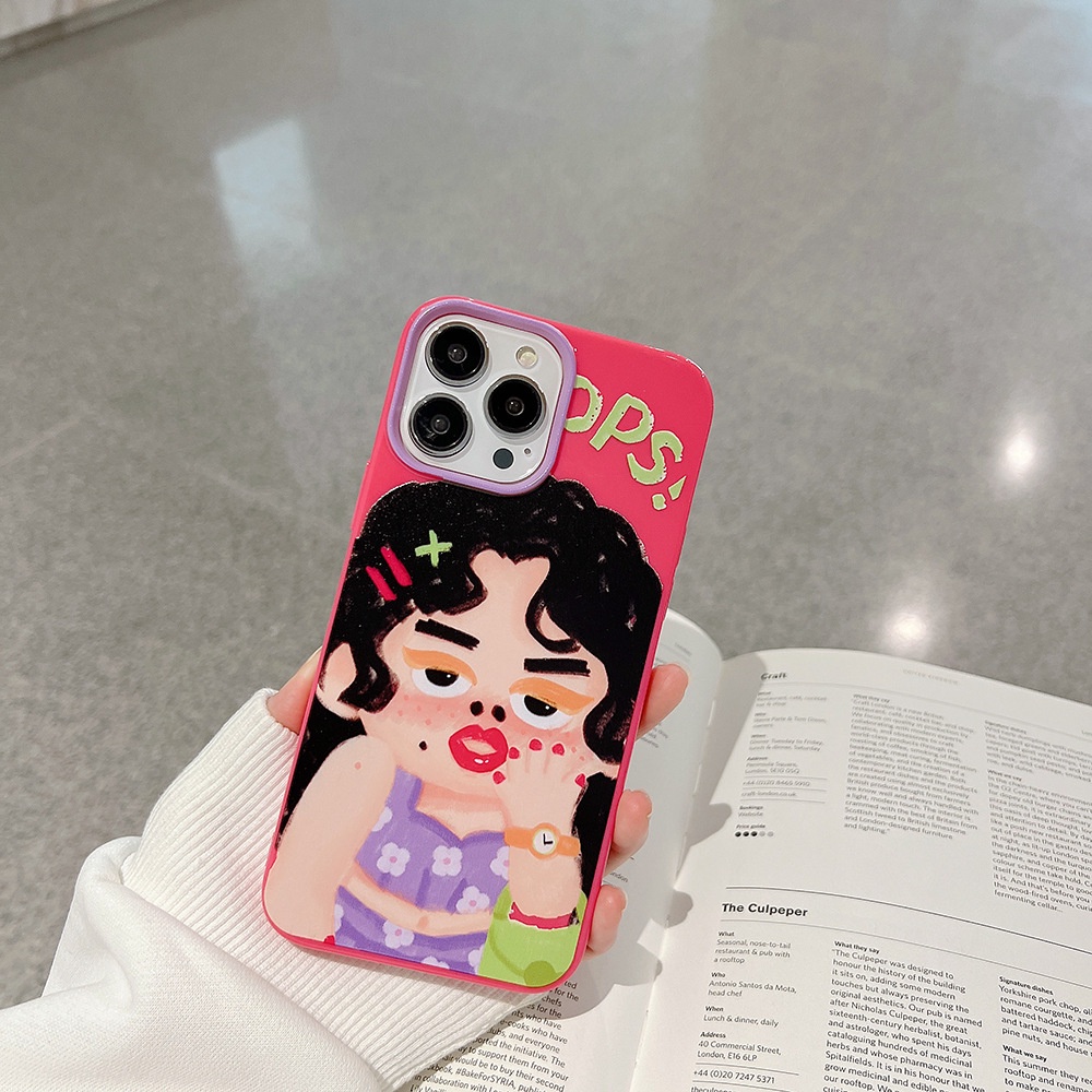 Ốp Điện Thoại Silicon Họa Tiết Cô Gái Dễ Thương Cho Iphone 14 7 / 8 SE2020 7 + 8PLUS XS XR 11 12 13 PRO MAX AT0208