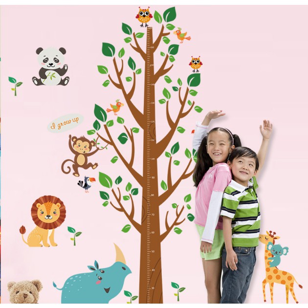 Decal trang trí tường - Thân Cây Nâu Cùng Thú Vui Chơi ( 2 tấm )