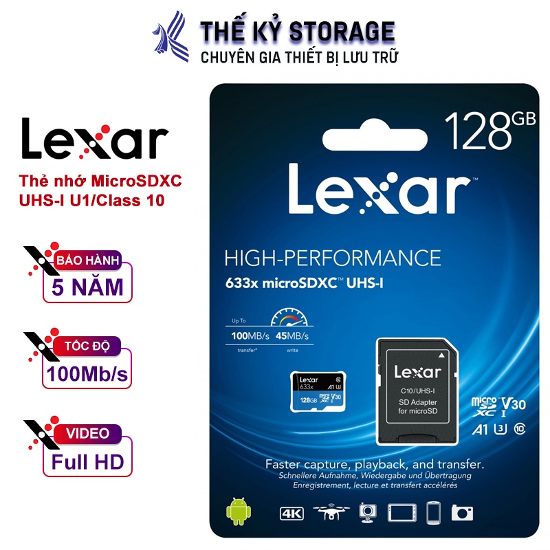Thẻ nhớ Lexar High-Performance 633x microSDHC™ UHS-I Cards 128GB - Hàng chính hãng