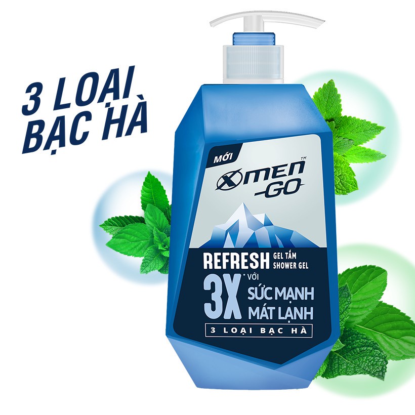 [Mã COSMEN giảm 8% đơn 250K] Sữa tắm X-Men Go REFRESH 3 Loại Bạc Hà 630G