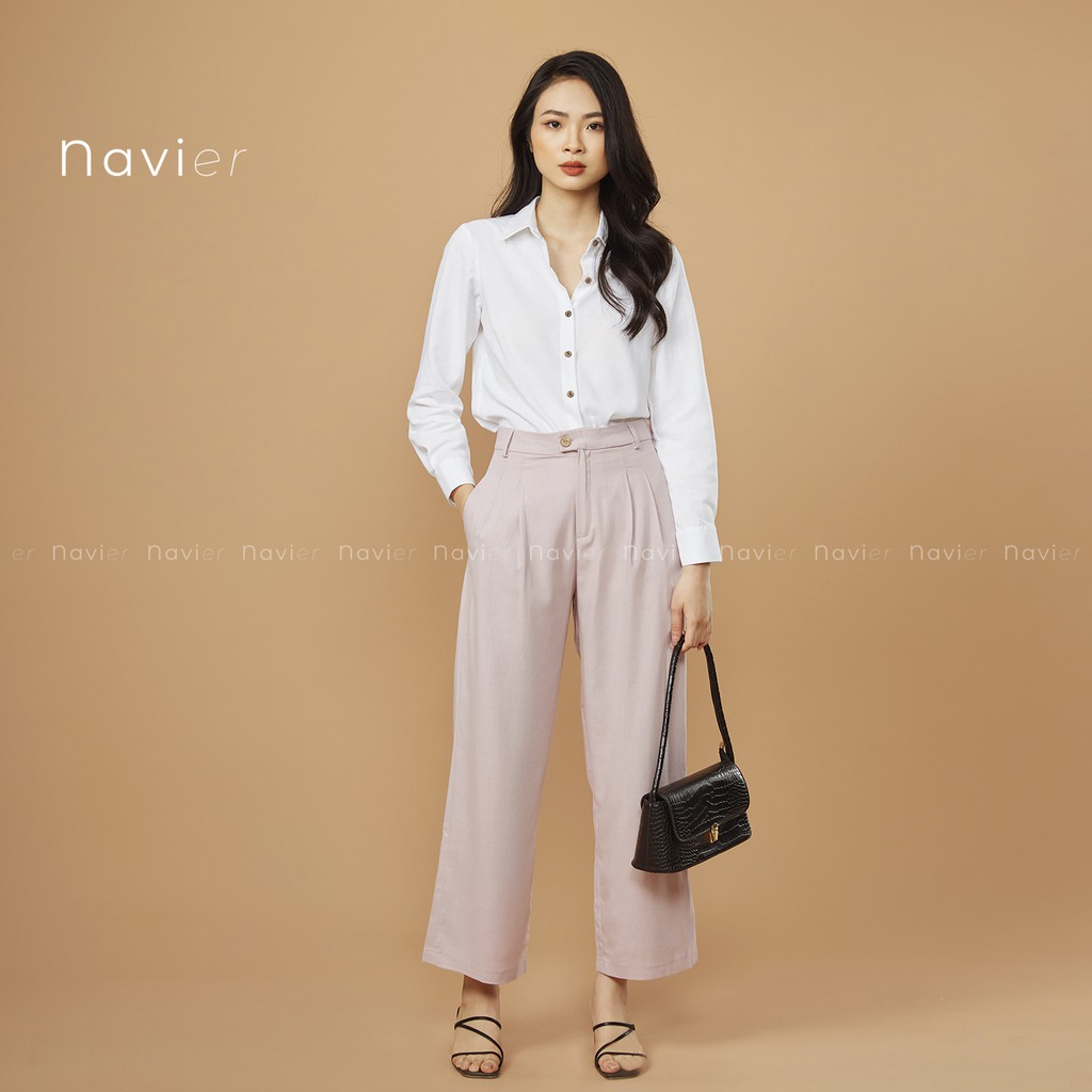 QUẦN CULLOTES RỘNG DÀI ỐNG SUÔNG - QUẦN TÂY CÔNG SỞ ỐNG XUÔNG CẠP CAO - LINEN PANTS WOMAN TROUSERS Q01 NAVIER | BigBuy360 - bigbuy360.vn