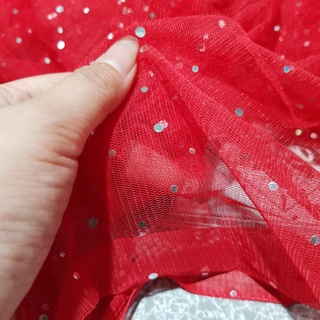 Voan Lưới Kim Sa Đỏ Lấp Lánh