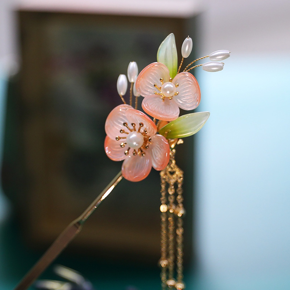 Trâm Cài Tóc Hình Hoa Phối Ngọc Trai Nhân Tạo Phong Cách Hanfu Mới 2021