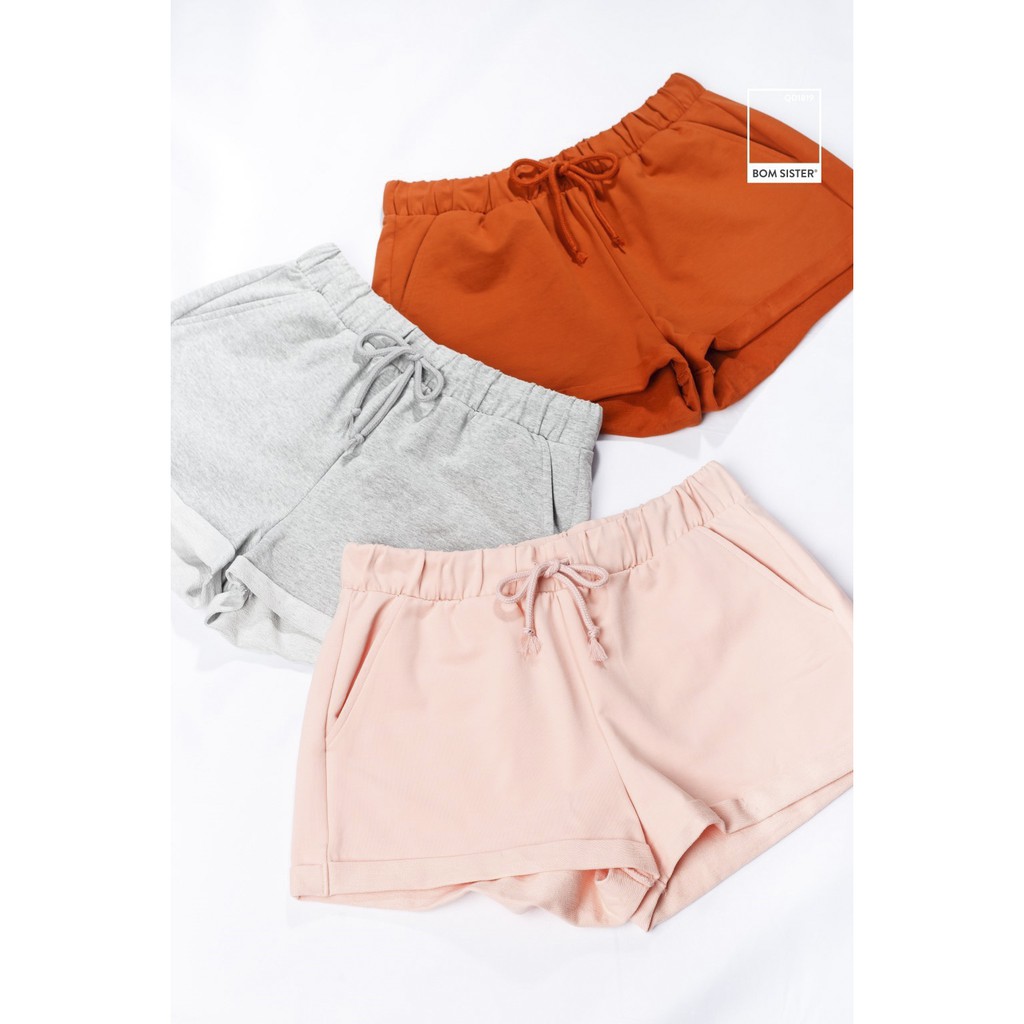 Quần Đùi Thể Thao Cotton Pha Màu Trơn Chân Gấp Viền BOM SISTER QD1819 | BigBuy360 - bigbuy360.vn