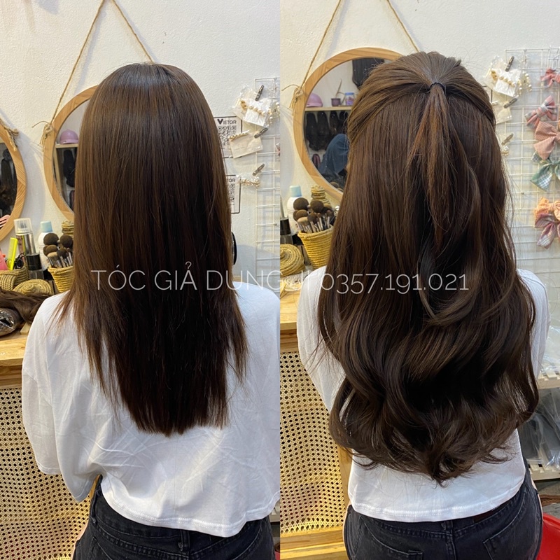 Ku93 Tóc giả kẹp u xoăn siêu đẹp lơi 55cm