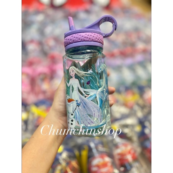 Bình nước có ống hút cho bé hàng nhập Disney Mỹ hoạ tiết Spiderman,Elsa,Minnie,Mcqueen
