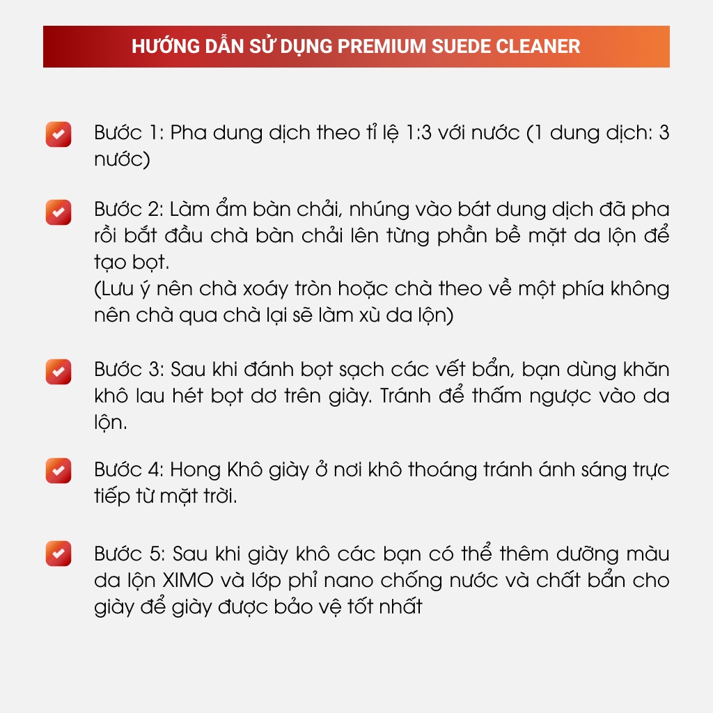 Can dung dịch vệ sinh chăm sóc da lộn XIMO Premium Suede Cleaner phù hợp cho các đại lý - 1000ml