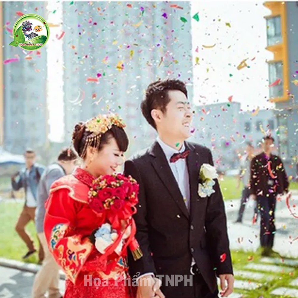 Lốc 6 Ống Phụt Kim Tuyến Ngũ Sắc Lấp Lánh Phụ Kiện Đám Cưới Sinh Nhật Lễ Hội Mừng Thọ Cây Dài 80cm Thích Hợp Khai Trương