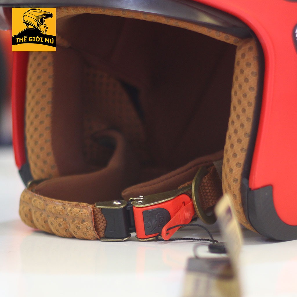 Mũ bảo hiểm 3/4 Royal M139 kính âm màu Đỏ Tem V12, Thế Giới Mũ