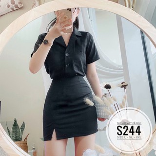 Bigsize Set áo váy xẻ đùi S244