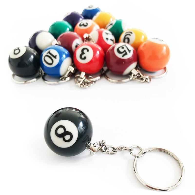 Set 16 Móc Khóa Quả Bóng Bida Mini Nhiều Màu Sắc