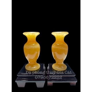 lọ hoa lục bình đá ngọc hoàng long 12cm đẹp