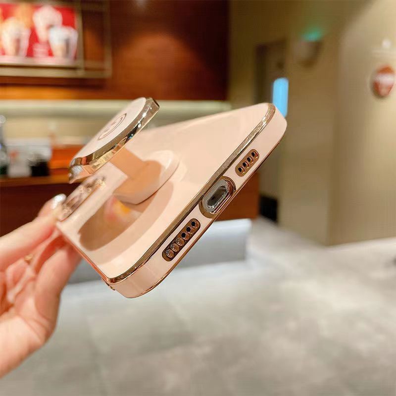 Ốp Điện Thoại Mềm Bóng Có Giá Đỡ Hình Mặt Cười Cho iphone 14 plus 13 12 11 pro max x xs xr