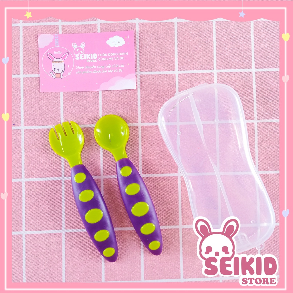 Sét 2 Thìa Cánh Cam Ăn Dặm Cho Bé Chịu Nhiệt XInh Xăn Cho Bé Yêu Seikid ( Có Hộp ) D11