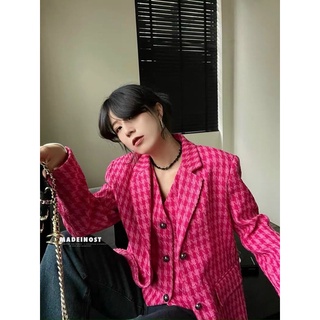 vải dạ tweed ziczac én hồng