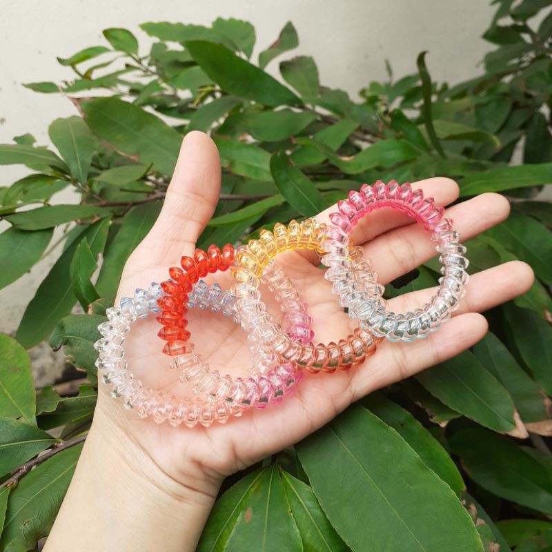 Dây cột tóc lò xo loại to (màu pha lê/màu đen)