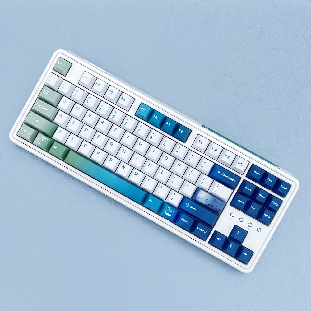 133 Phím Blue Green Keycaps Cherry Profile Gradient Color PBT Dye Sub Bàn phím cơ học Keycap