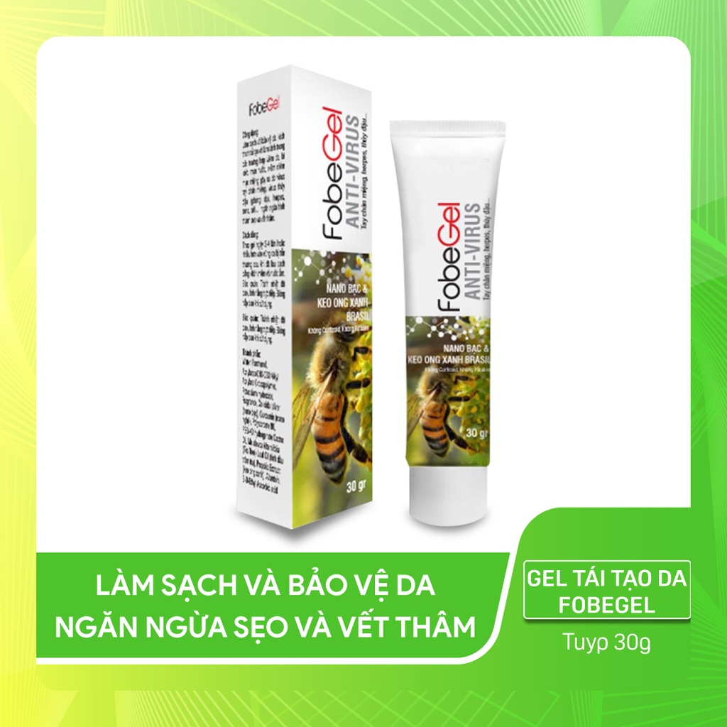 Gel bôi da FobeGel Foribe hỗ trợ làm sạch và bảo vệ da, kích thích tái tạo và làm lành da - Tuýp 15g &amp; 30g