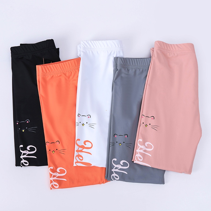 Quần Legging Thể Thao Màu Trơn In Chữ Dành Cho Bé Gái 3-12 Tuổi