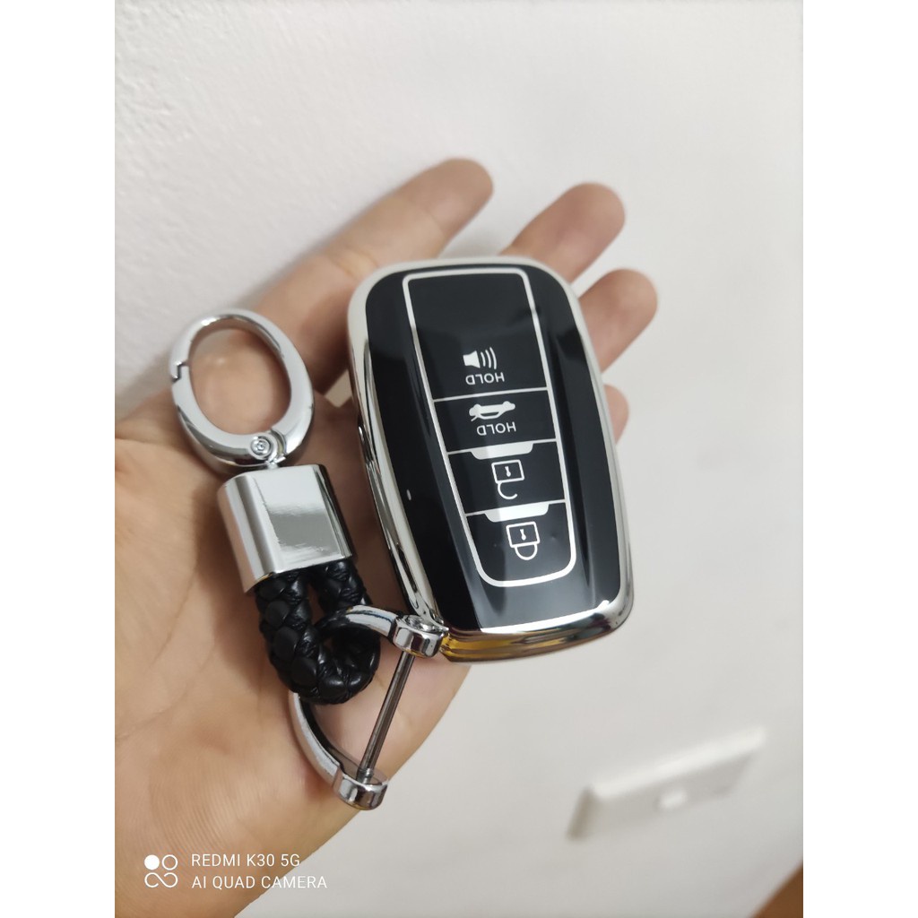 Ốp Chìa Khóa Silicoll tráng gương CAMRY 2019 2020 2021 - kèm móc đeo chìa chìa 4 nút