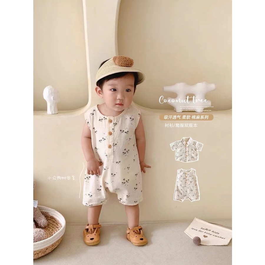 Bộ Đồ Ngủ Liền Thân Sát Nách Xinh Xắn Thoáng Mát Cho Bé Sơ Sinh