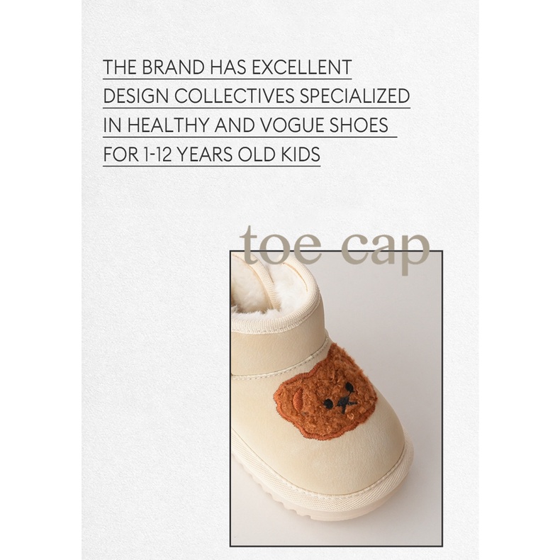 Giày Bốt Cổ Cao Bằng Nhung Dày Dặn Thêu Họa Tiết Chú Gấu Phong Cách Hàn Quốc Thời Trang Thu Đông Cho Bé Trai Và Gái 2 Pine239