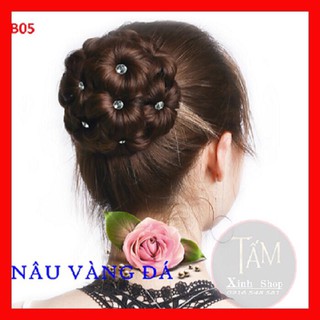 Búi tóc giả đẹp thời trang trung niên : BÚI HOA ĐÍNH ĐÁ bền đẹp loại 1