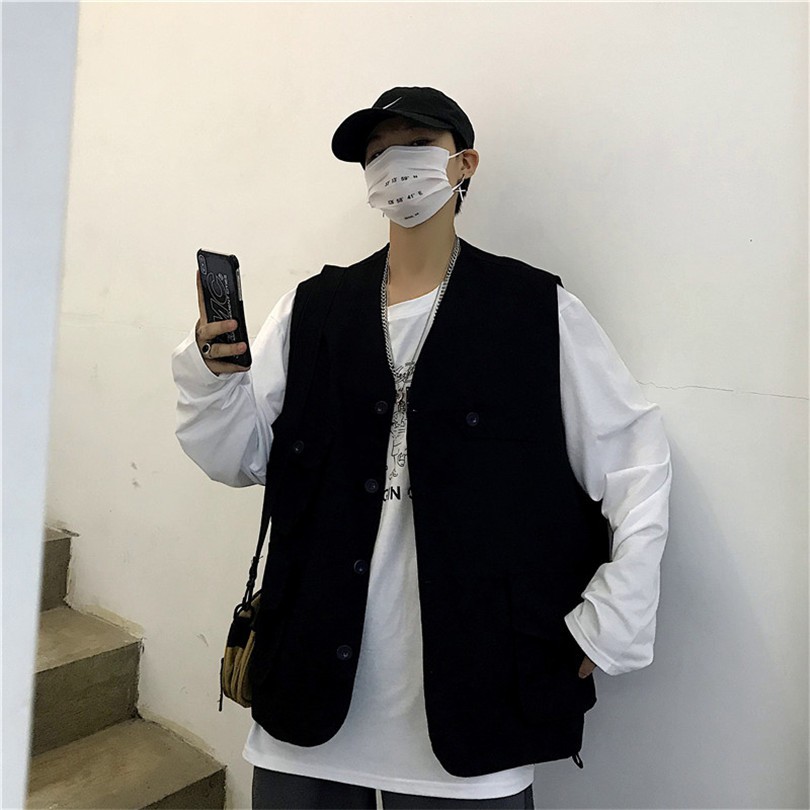 [Hàng Sẵn Sàng] Miễn Phí Vận Chuyển Áo Vest Dành Cho Nam Và Nữ 126459Quần Dài Dáng Rộng Màu Trơn Phong Cách Harajuku Hàn Quốc Dễ Phối Đồ