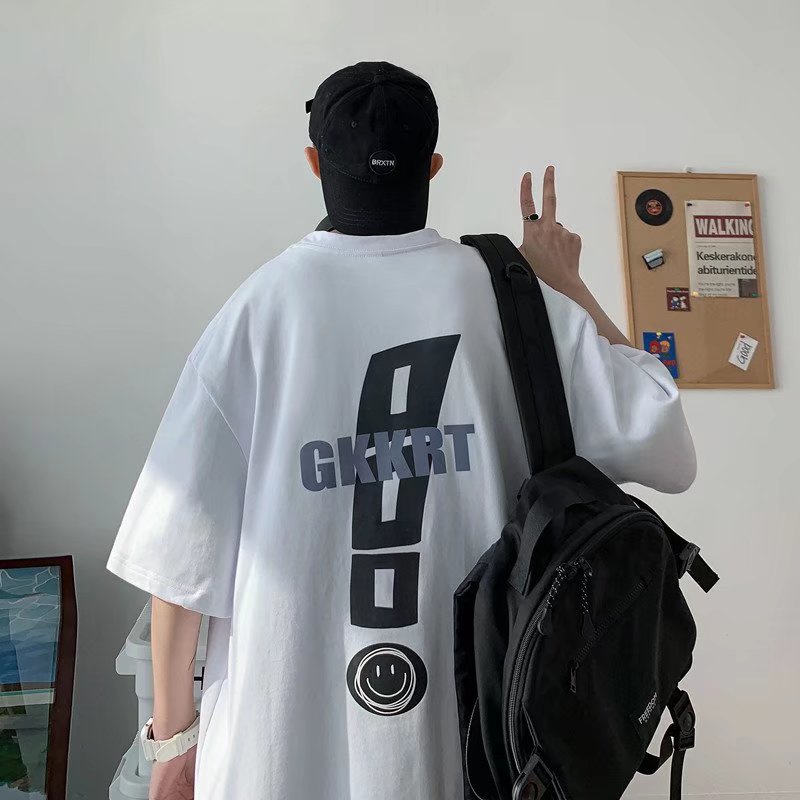 Áo Thun Tay Ngắn Dáng Rộng In Họa Tiết Phong Cách Hip Hop Hồng Kông Thời Trang Mùa Hè Cá Tính Cho Nam