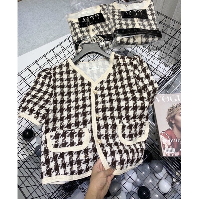 [Siêu Hot] Áo Dạ Tweed Kẻ Ziczac Tay Cộc 2 Lớp , Áo Dạ Dáng Ngắn Siêu Xinh Có Ảnh Thật Kèm Video | BigBuy360 - bigbuy360.vn