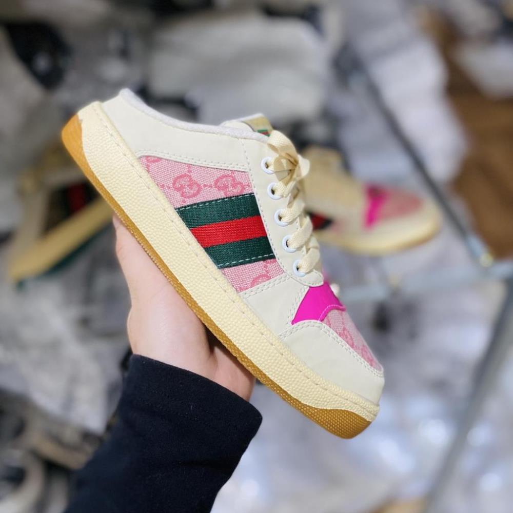 Giày sục nữ 𝐆𝐮𝐜𝐜𝐢 Hồng Xanh Tím, Sục Thể thao Sneaker  nữ 3 sọc GC cực chất hàng cao cấp 2022 Full Box Bill