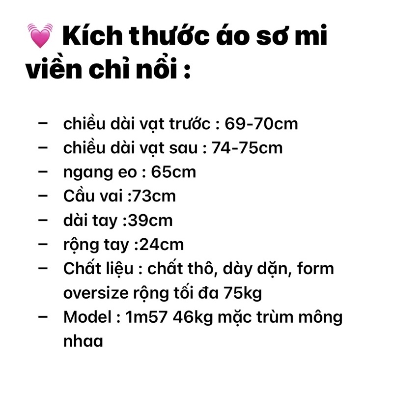 Sơ mi thô viền chỉ nổi OVERSIZE rộng (ảnh thật shop chụp kèm video)
