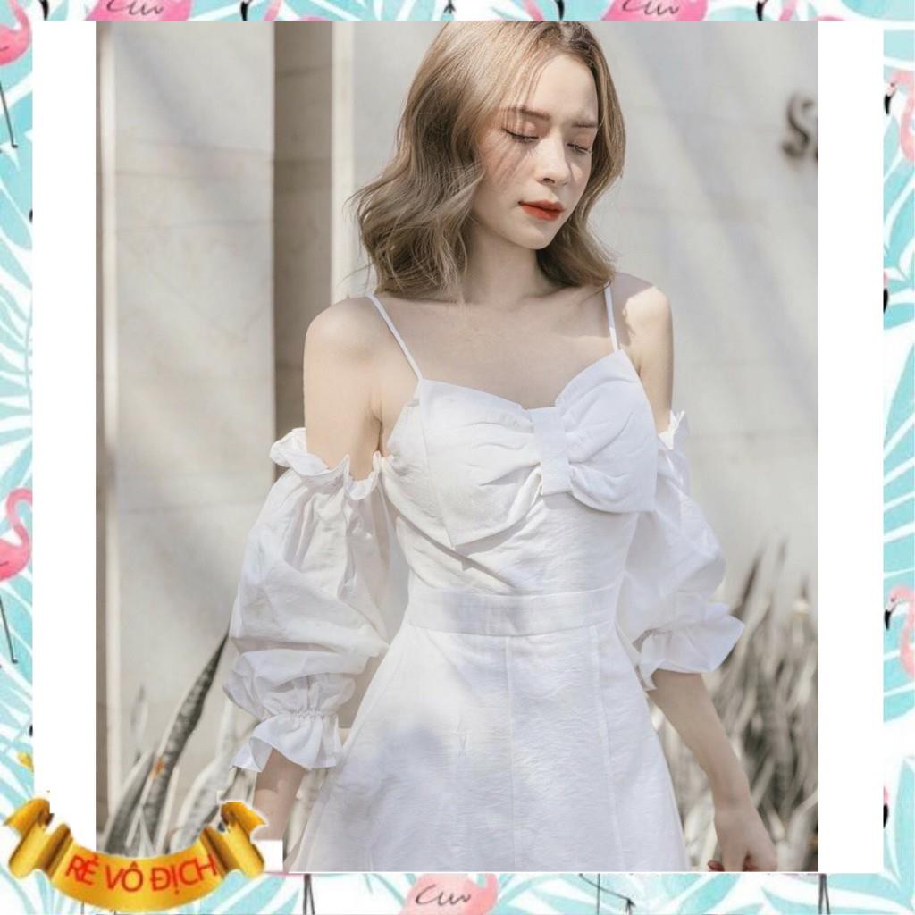 Đầm dạo phố rớt vai nơ ngực cute hết nấc - Danar Dress | BigBuy360 - bigbuy360.vn