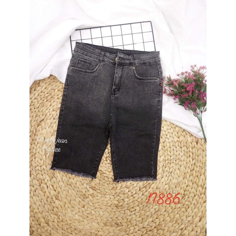 [60-95kg] Quần Ngố BIG SIZE- LƯNG CAO - PHOM EO CAO TRÊN RỐN - Quần Jeans Lửng CO GIÃN XÁM OMBRE TRƠN