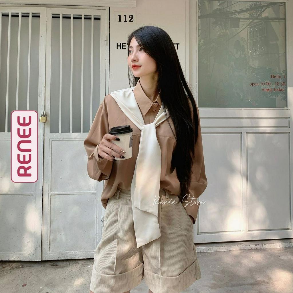 Áo sơ mi thuỷ thủ Renee sơ mi tay dài khăn quàng liền 4 màu thời trang phong cách Hàn Quốc - AS96