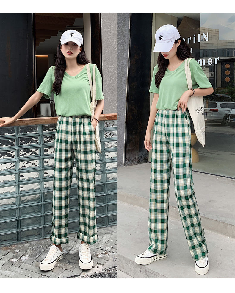 Quần dài lưng cao kẻ sọc ca rô thời trang mùa thu 2020 | BigBuy360 - bigbuy360.vn