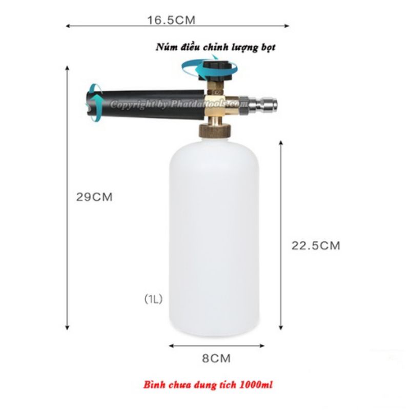 Bộ súng xịt rửa xe và bình tạo bọt tuyết cao cấp cho máy rửa xe áp lực cao, máy xịt rửa  loại 1