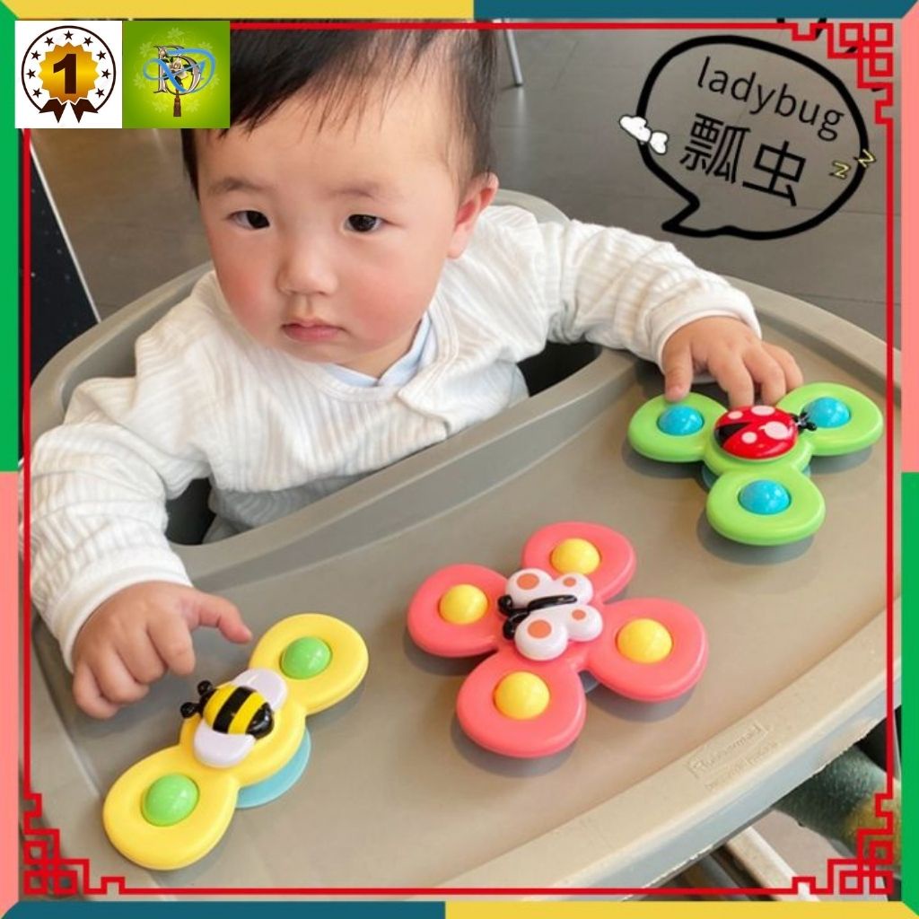 Sét 3 Con quay đồ chơi Fidget Spinner thiết kế hình động vật hoạt hình có giác hút đọc đáo dành cho các bé