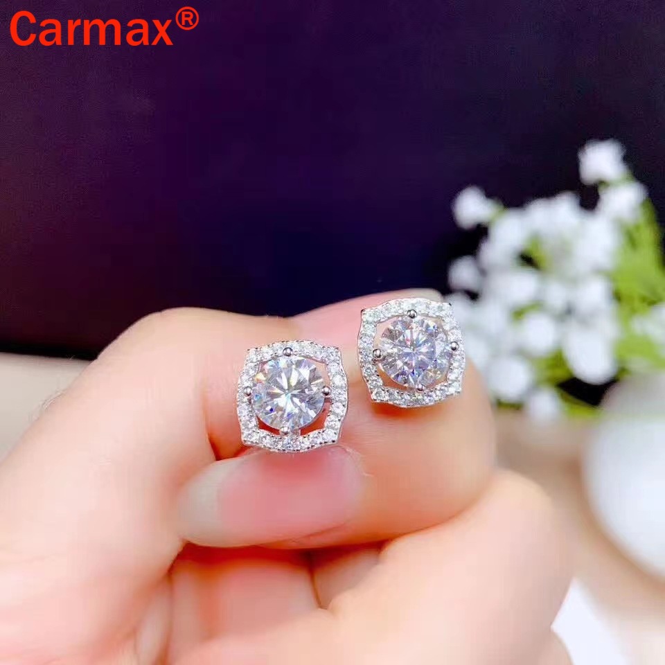 Bông tai hình moissanite thời trang cổ điển độc đáo cho nữ