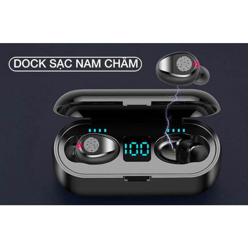 Tai nghe không dây bluetooth true wireless AMOI F9 kiêm sạc dự phòng 2000mAH âm thanh cực chất, bảo hành 3 tháng