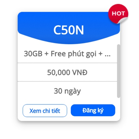Sim Mobiphone gói C50N