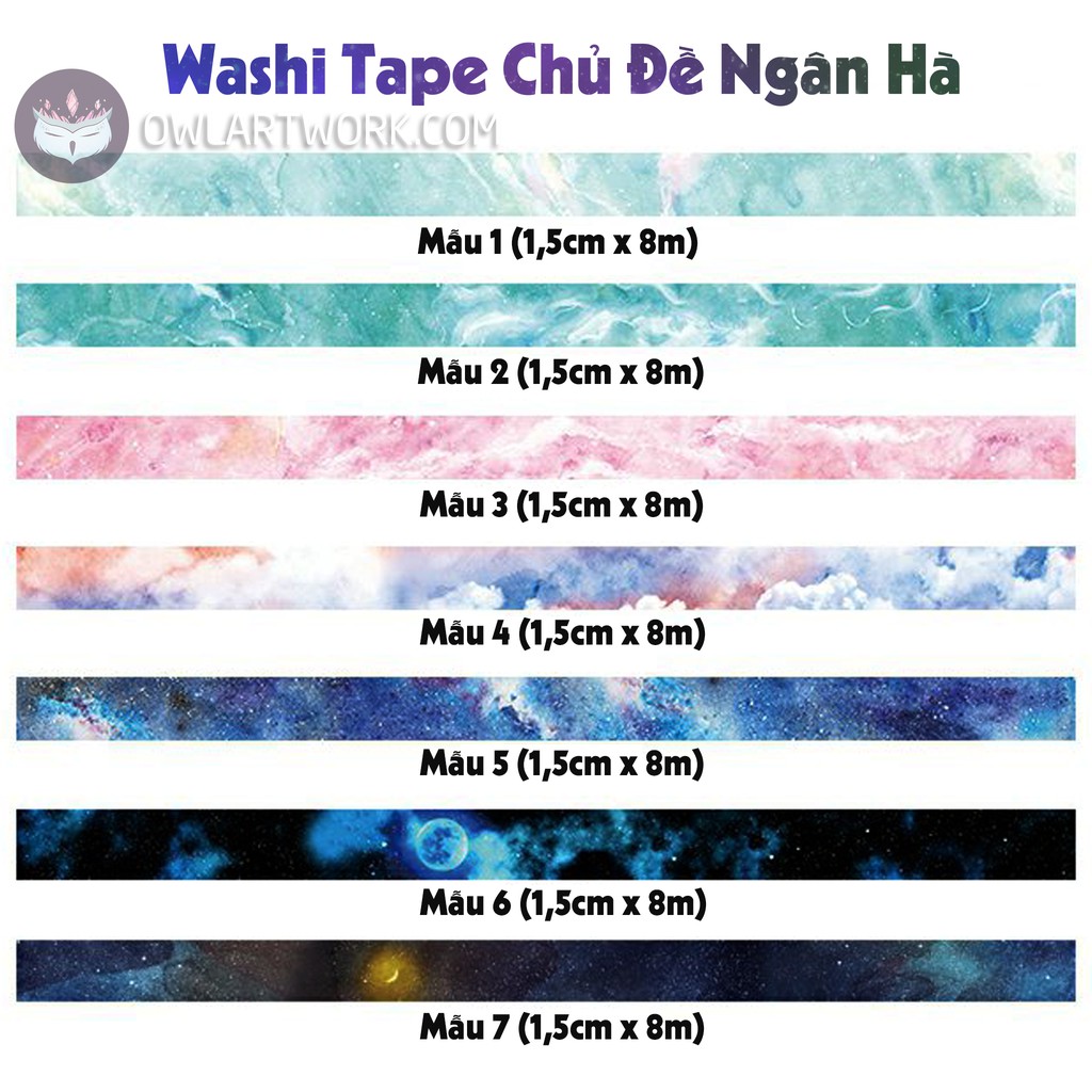 Băng dính trang trí Washi Tape CHỦ ĐỀ NGÂN HÀ (GALAXY)