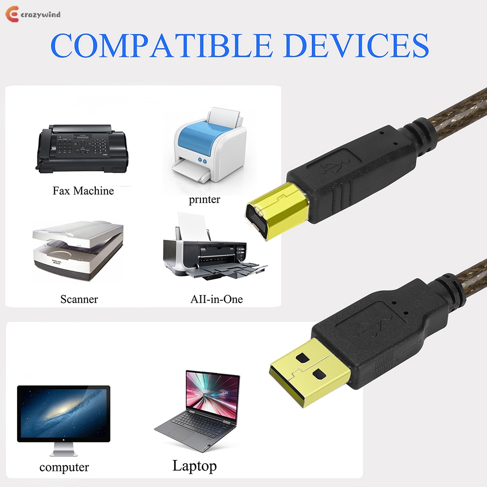 Dây cáp nối dài USB 2.0 A Male sang B Male cho máy tính/Laptop