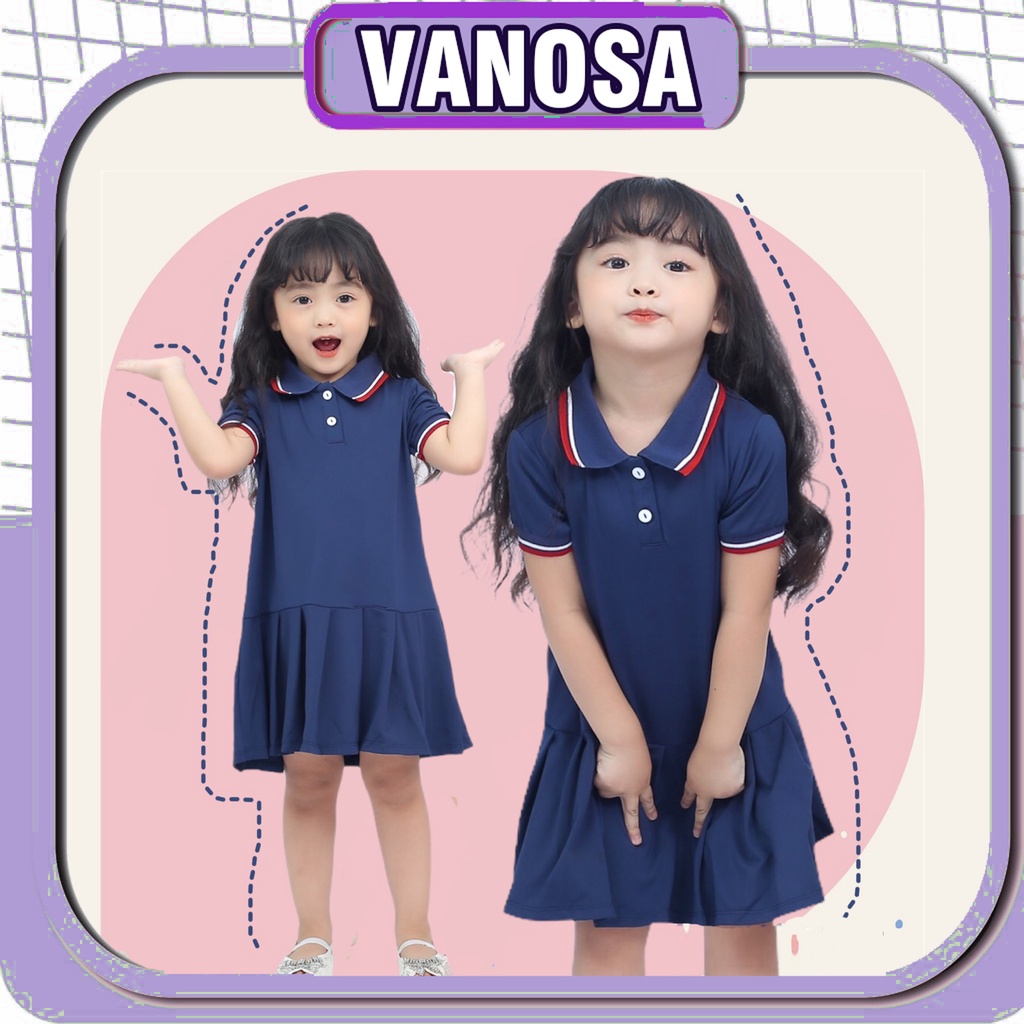 Váy polo cho bé tay ngắn kiểu dáng hợp thời trang đuôi cá cho bé gái 1-5 tuổi VANOSA
