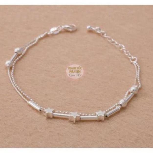 MBB Lắc chân mẫu mới LC14, 3 sao bi, xinh lung linh, S925 sale giá rẻ NNTB