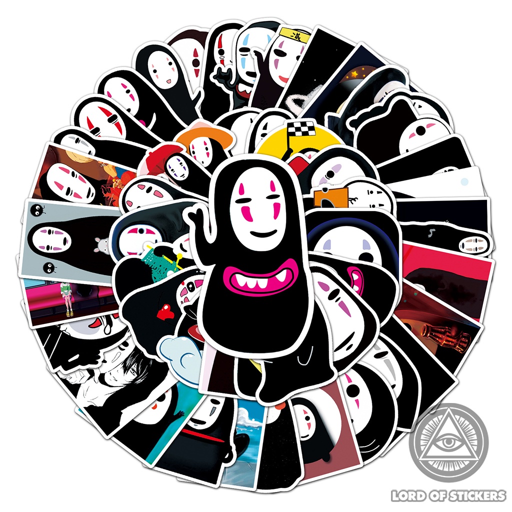Set 50 Miếng Dán Nhân Vật Hoạt Hình Vô Diện Sticker Cute Anime Manga Ghibli Dễ Thương Trang Trí Mũ Bảo Hiểm, Laptop, Sổ