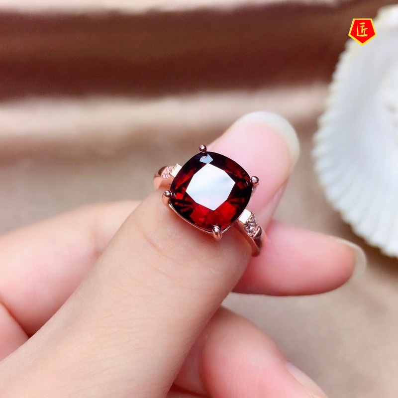 Nhẫn nữ Moissanite đính đá Garnet